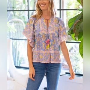 NEW BELL BY ALICIA BELL Batwing top in Blue And Pink Size M Medium